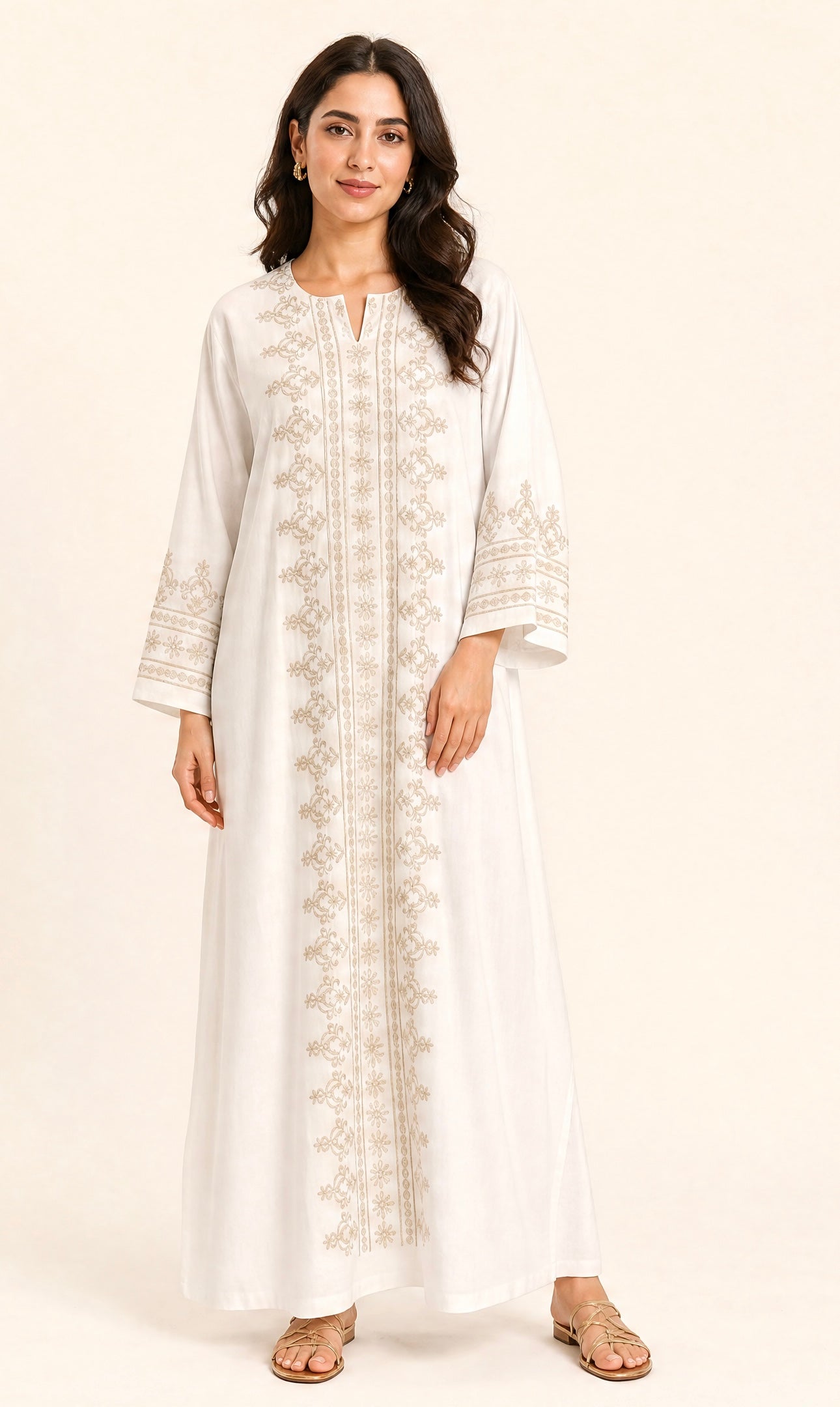 Elegant Light Blue Embroidered Jalabiya - Yasmin