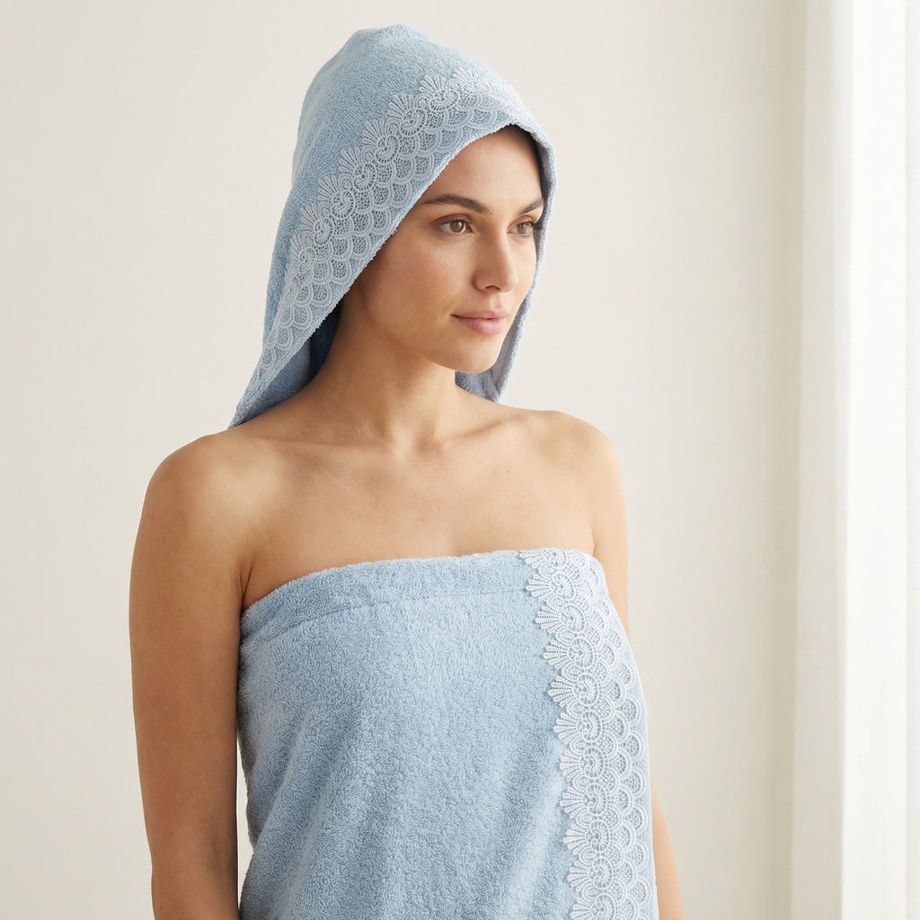 Cotton Bath Wrap and Hair Towel - Goldenrod