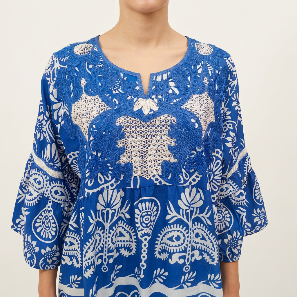 Cotton Jalabiya - Cornflower