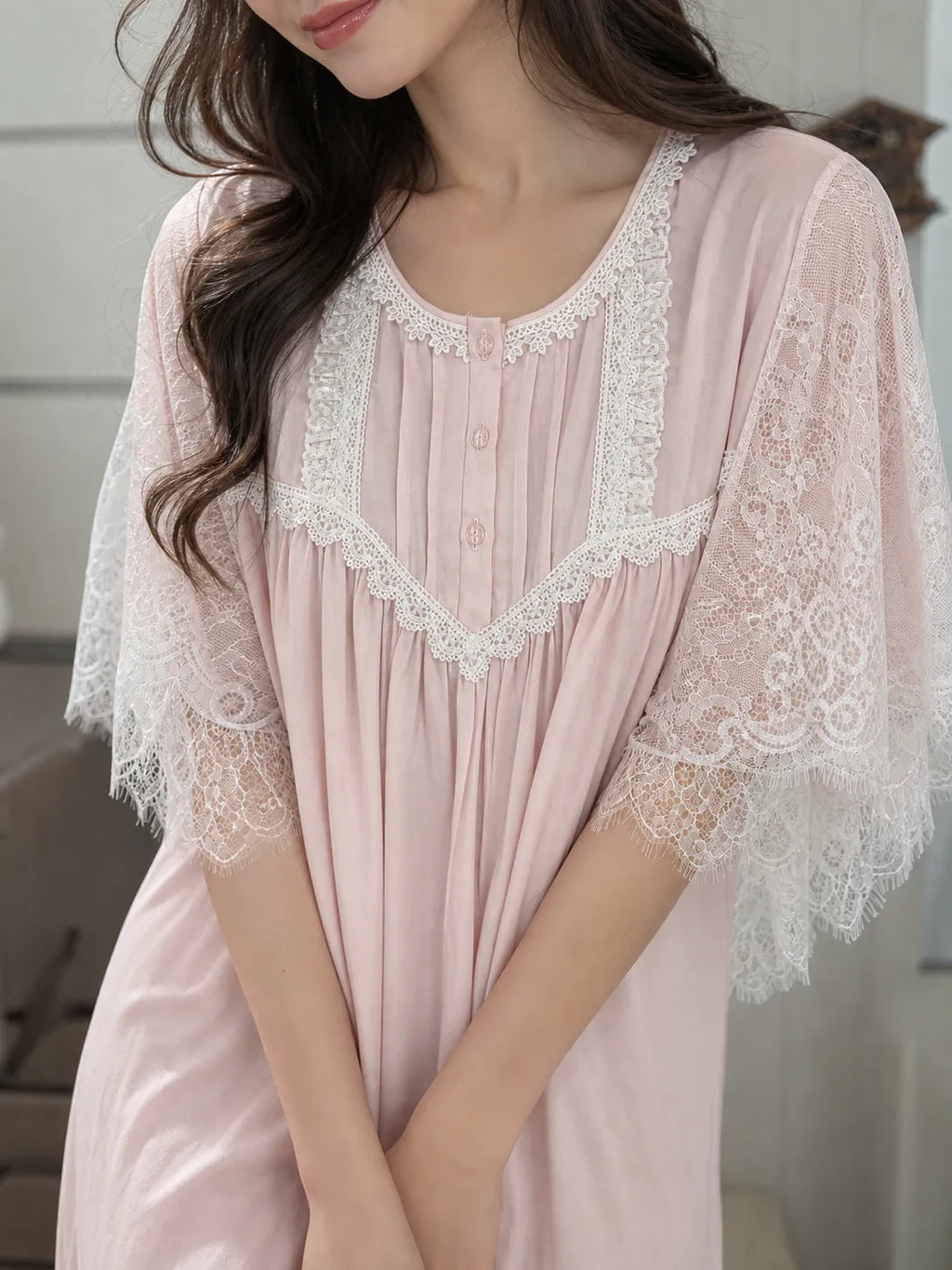 Oleander - Rayon Nightdress with lace details