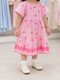 Bloom - Pink Stripe Floral Embroidered Toddler Dress