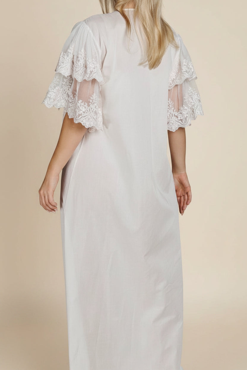 Lilium - Cotton Night Dress with Front Button