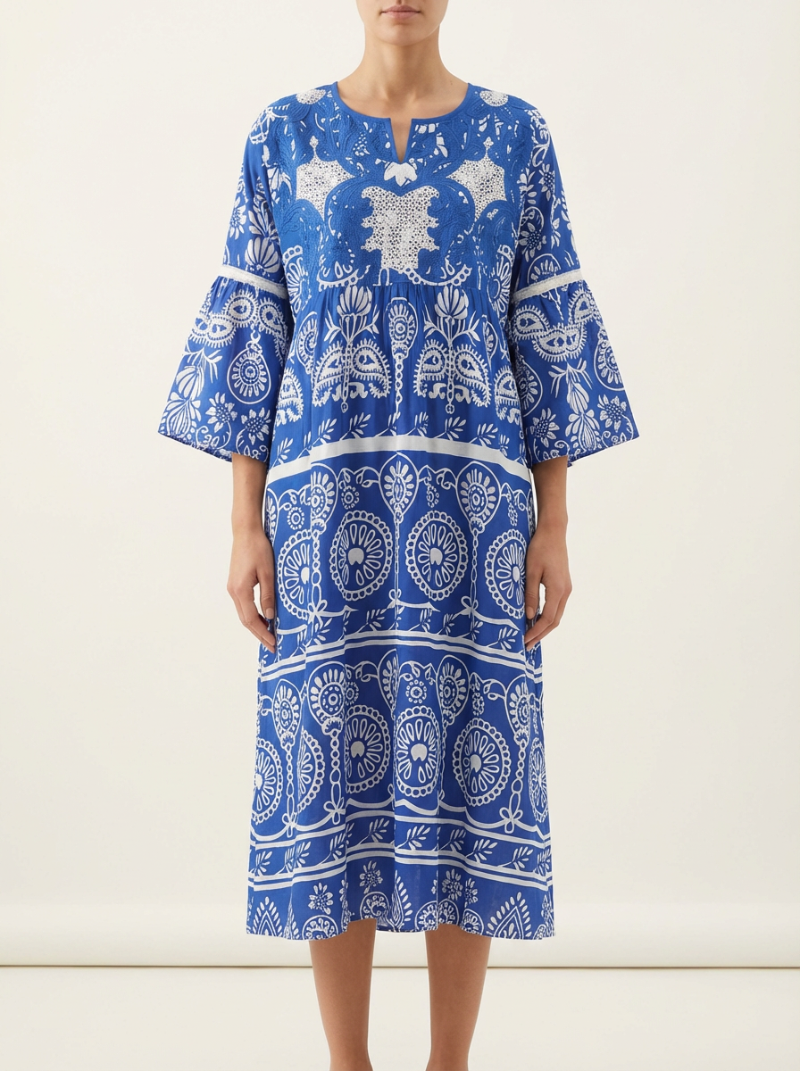 Cotton Jalabiya - Cornflower