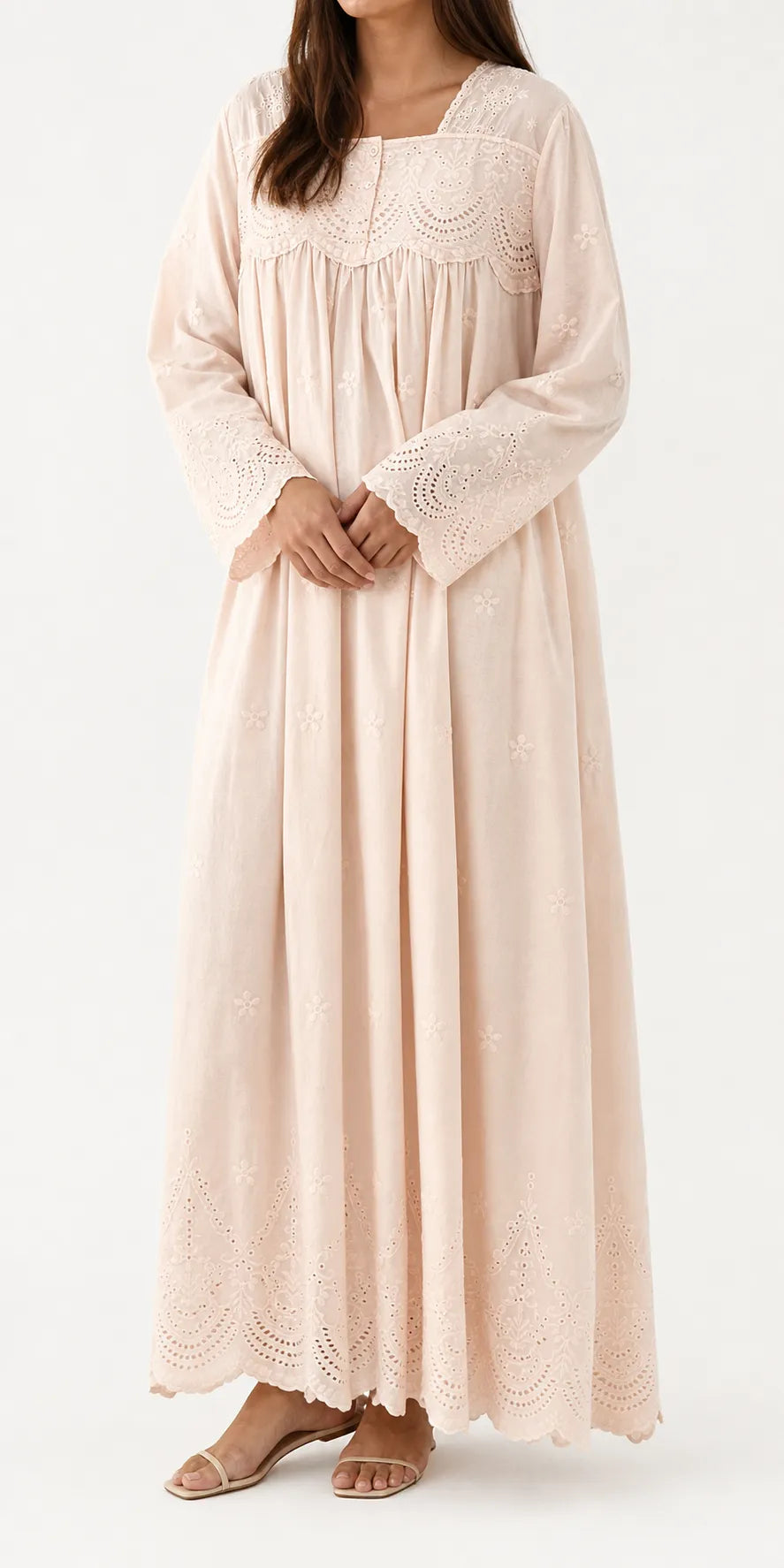 Premium Cotton Broderie Anglaise Night Dress