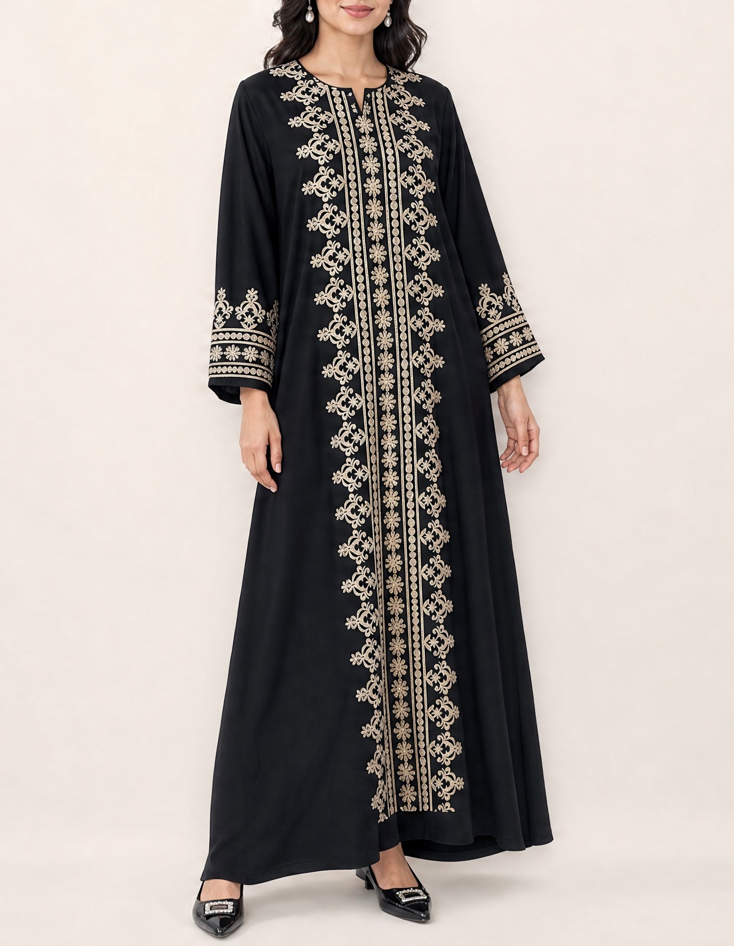 Elegant Light Blue Embroidered Jalabiya - Yasmin