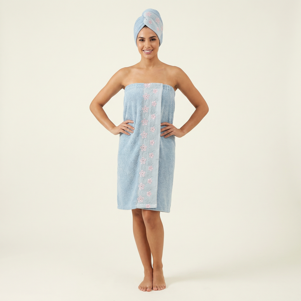 Cotton Bath Wrap and Hair Towel - Mimosa