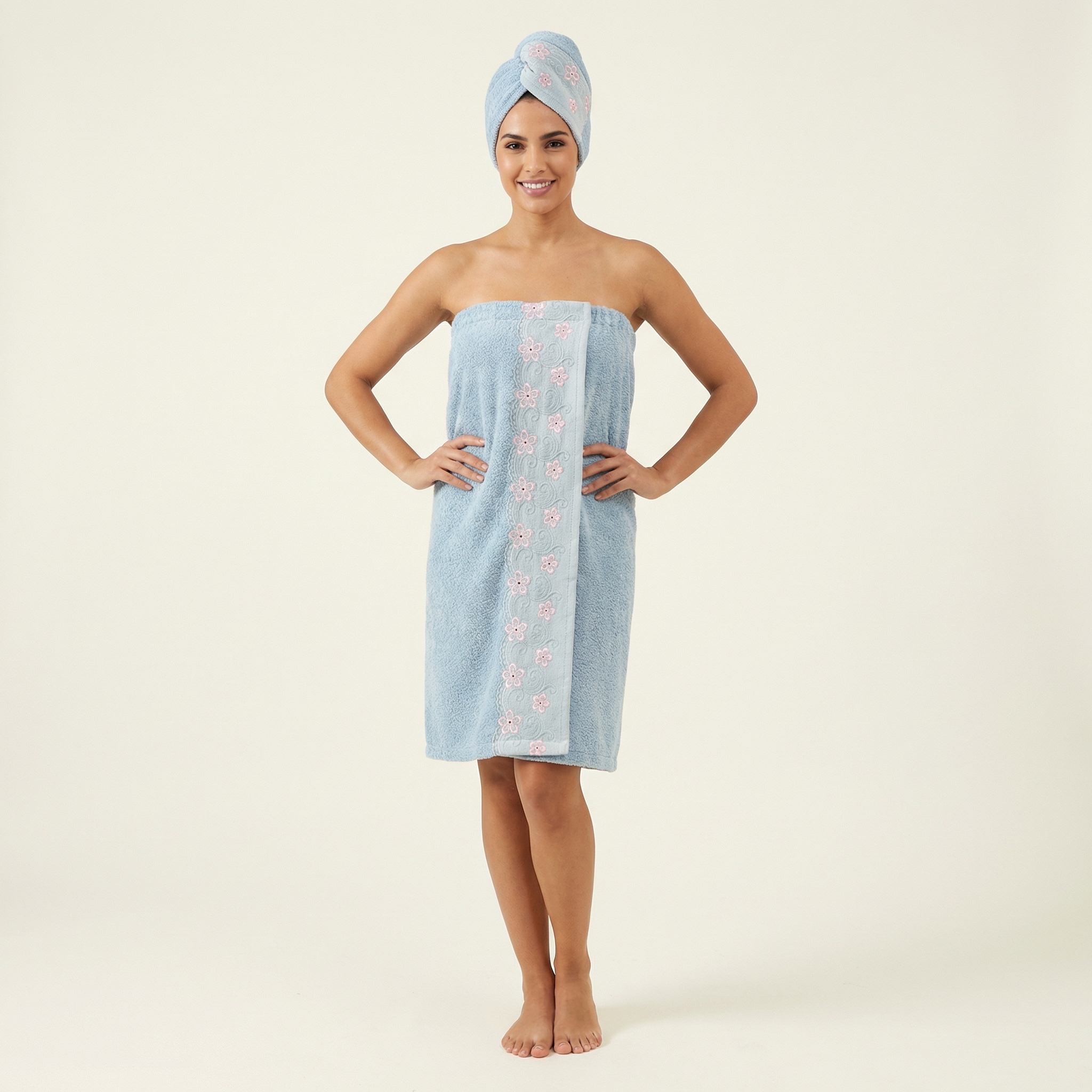 Cotton Bath Wrap and Hair Towel - Mimosa