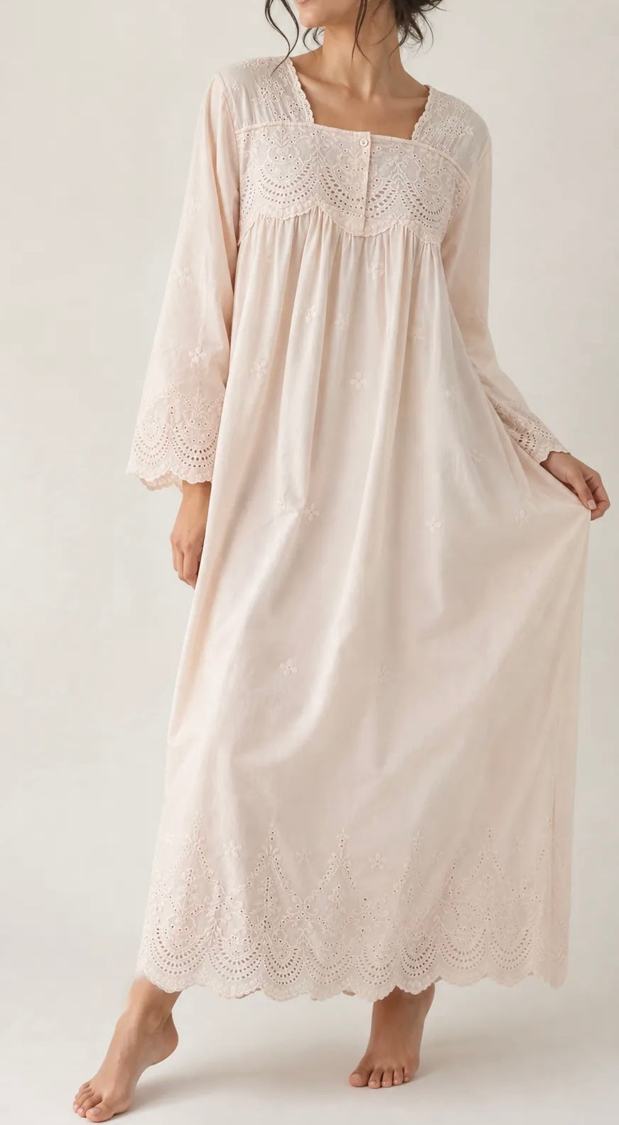 Premium Cotton Broderie Anglaise Night Dress