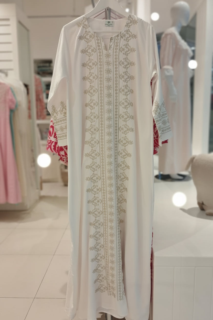 Elegant Light Blue Embroidered Jalabiya - Yasmin