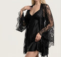 Bridal Satin Nightdress with Lace Robe Set