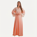 Silk Long Sleeves Embroidered Nightwear - Liana
